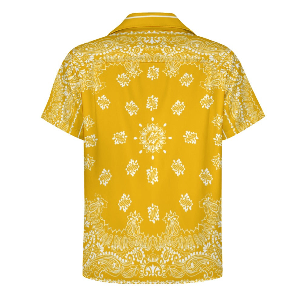 Yellow Bandana Cuban Collar Shirt