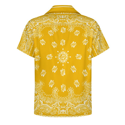 Yellow Bandana Cuban Collar Shirt