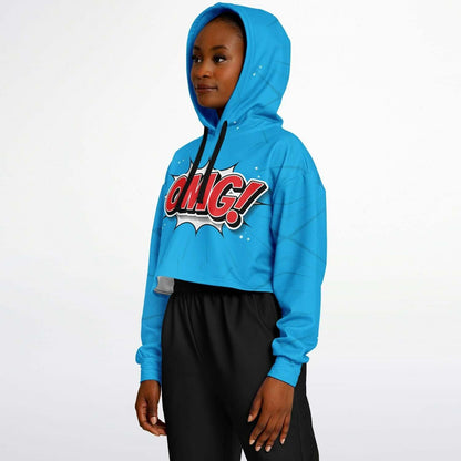 Red & Blue OMG Cropped Hoodie