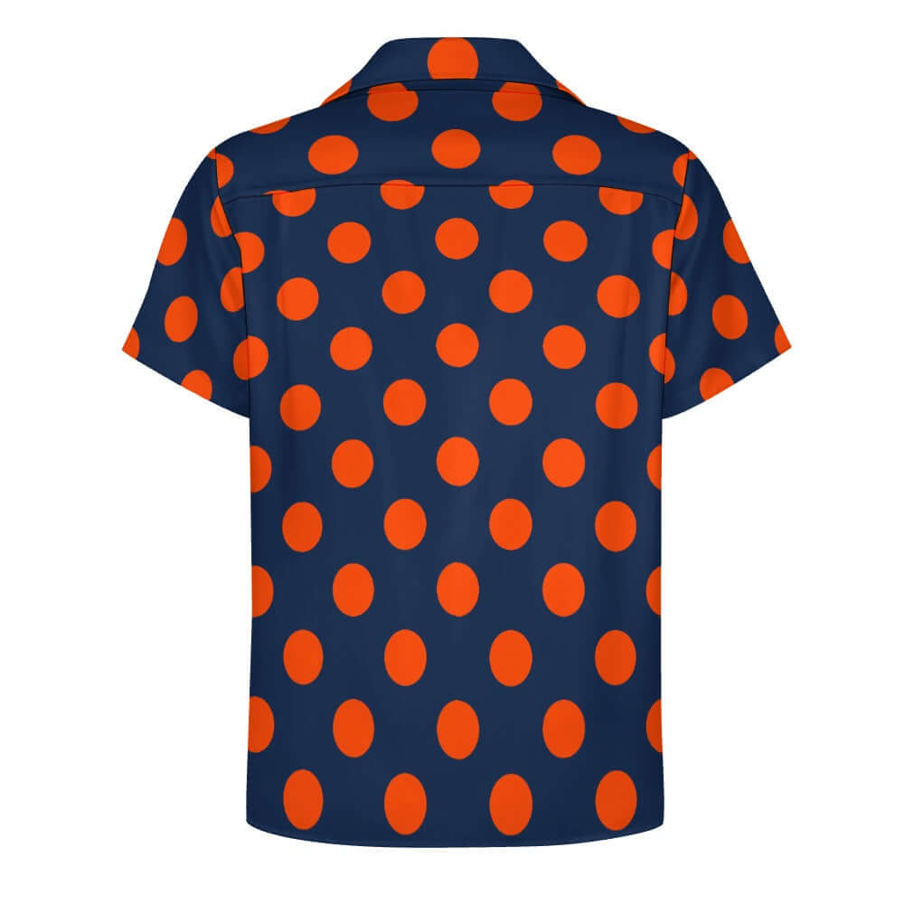 Dark Blue & Orange Polka Dots | Cuban Collar Shirt