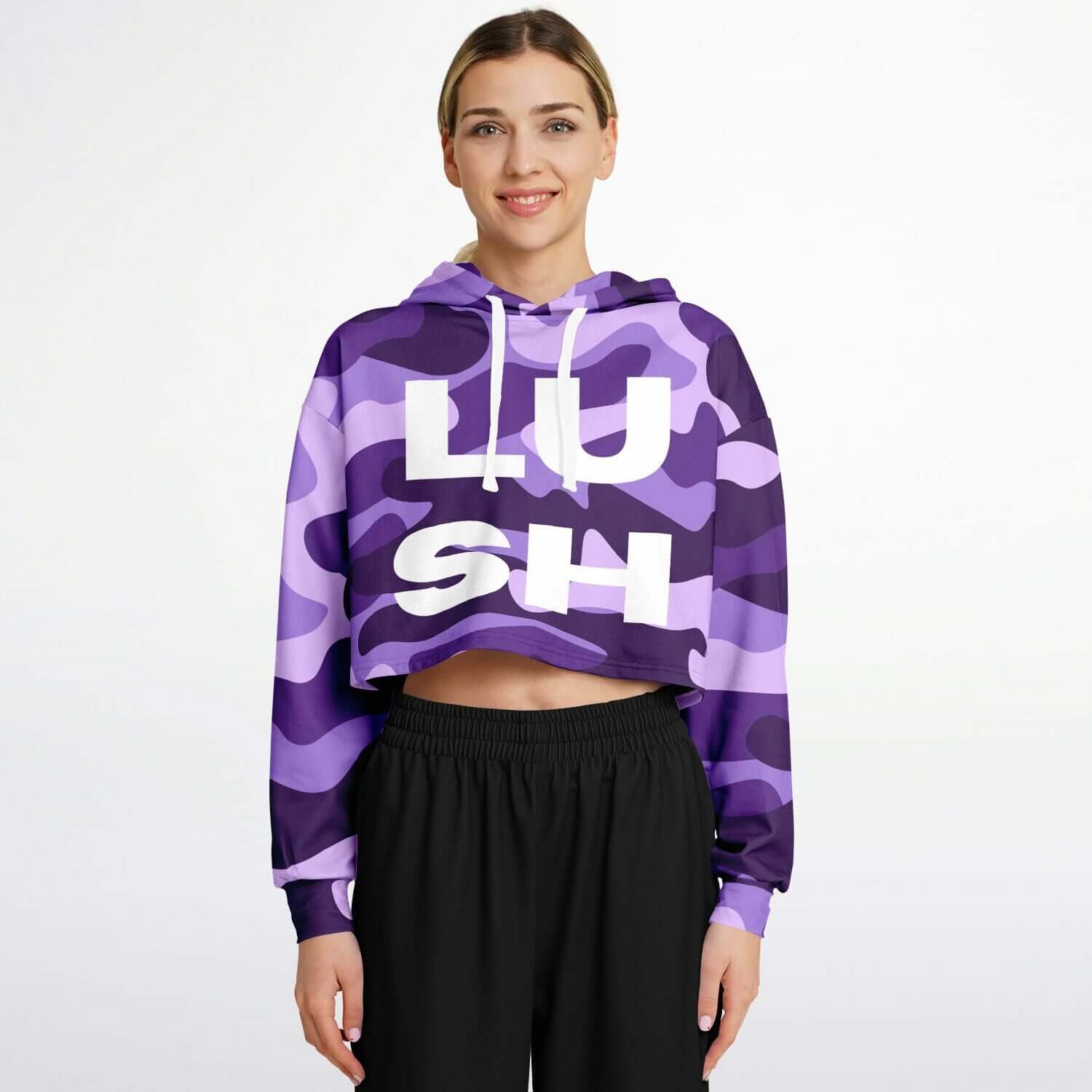 Purple Camo Cropped Hoodie | LUSH