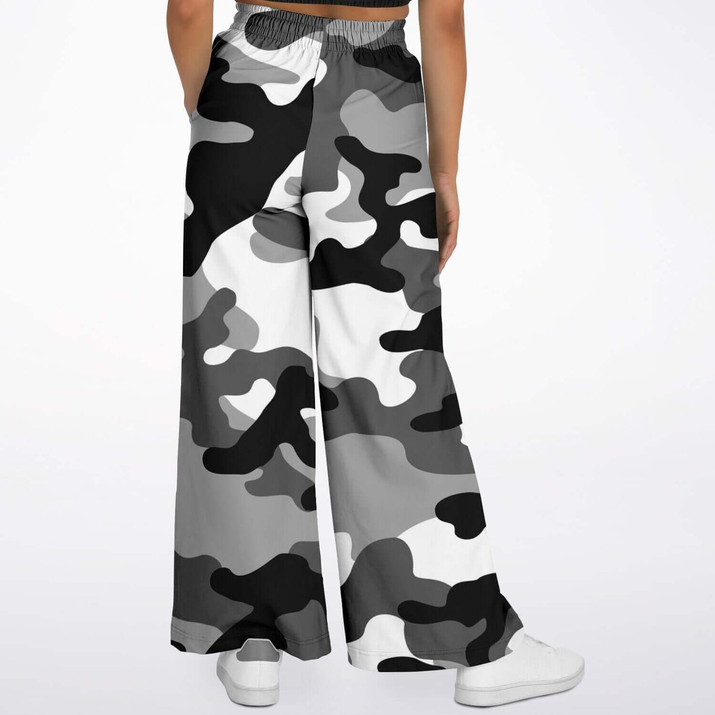 Camo Wide Leg Pants For Women | Black Gray & White