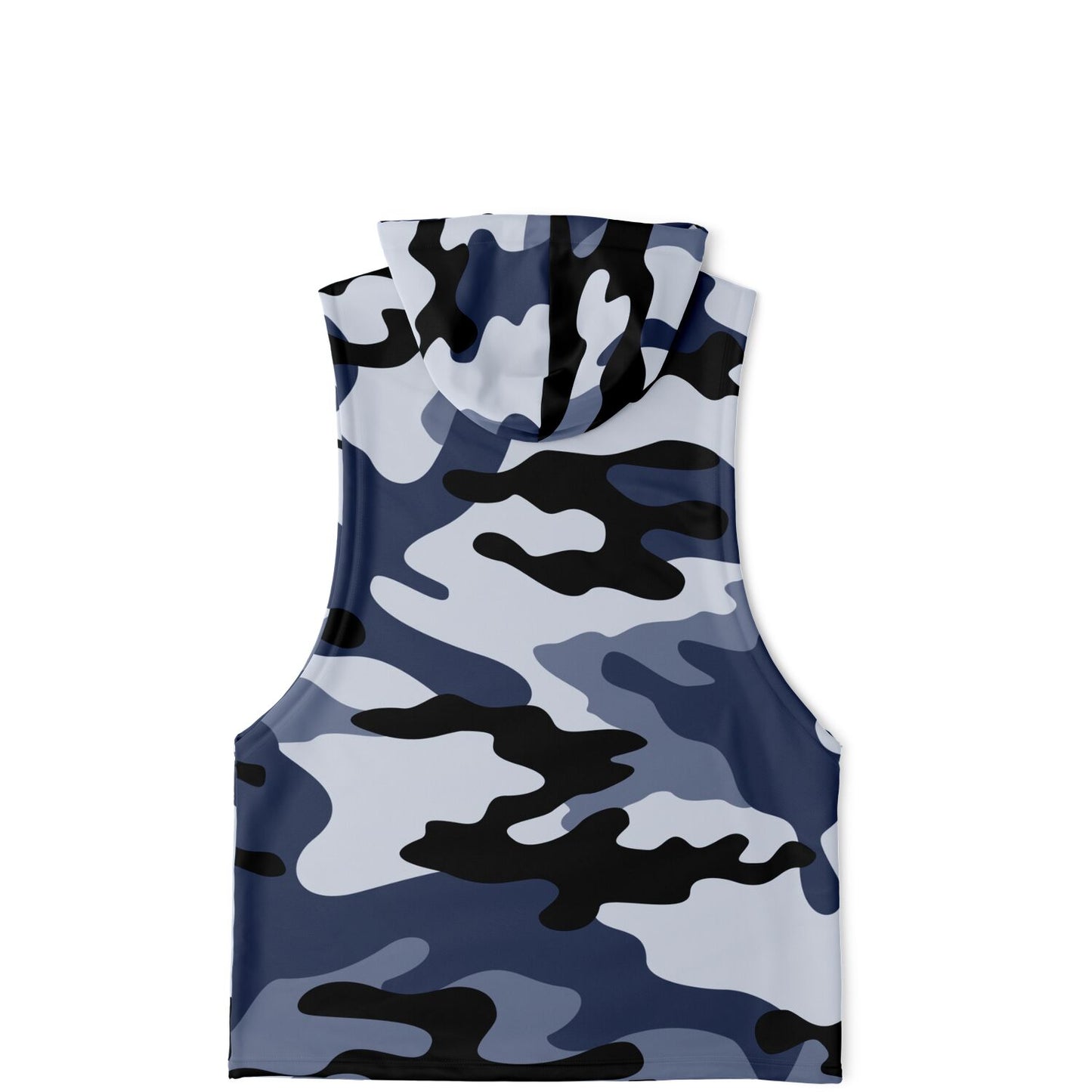 Blue Camouflage Sleeveless Hoodie For Men