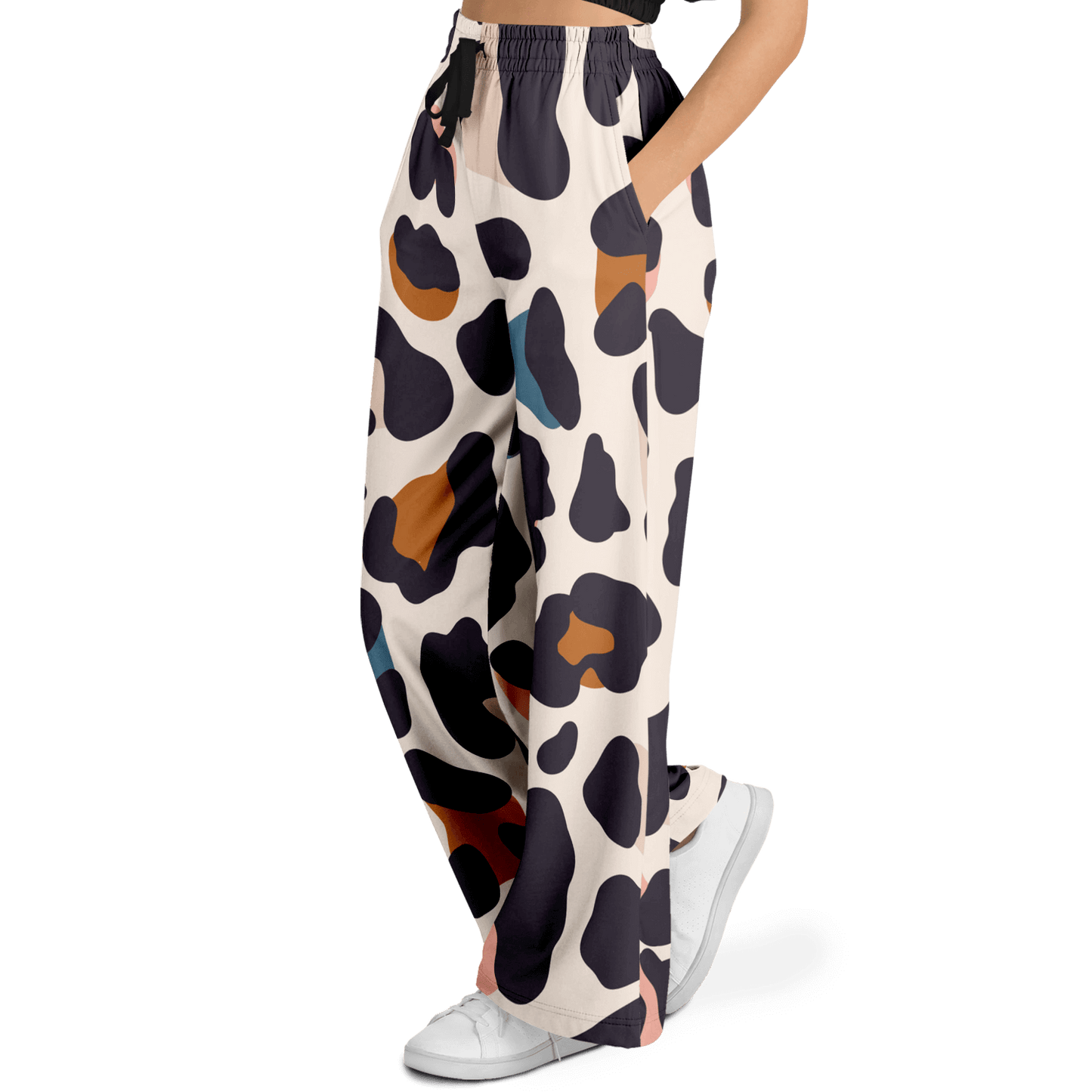 Women's Wide Leg Pants | Leopard Pastel HD Print