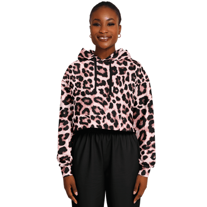 Leopard Cropped Hoodie | Black & Pippin Pattern