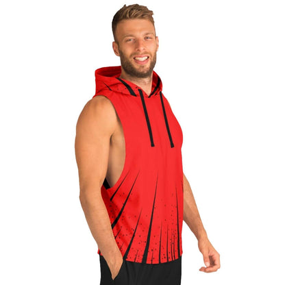 Red Sleeveless Hoodie | Black Spikes