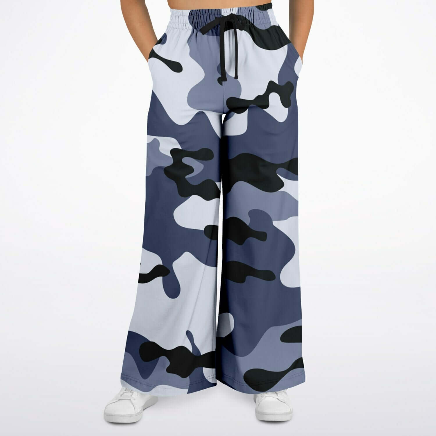 Camo Wide Leg Pants For Women | Blue & Black