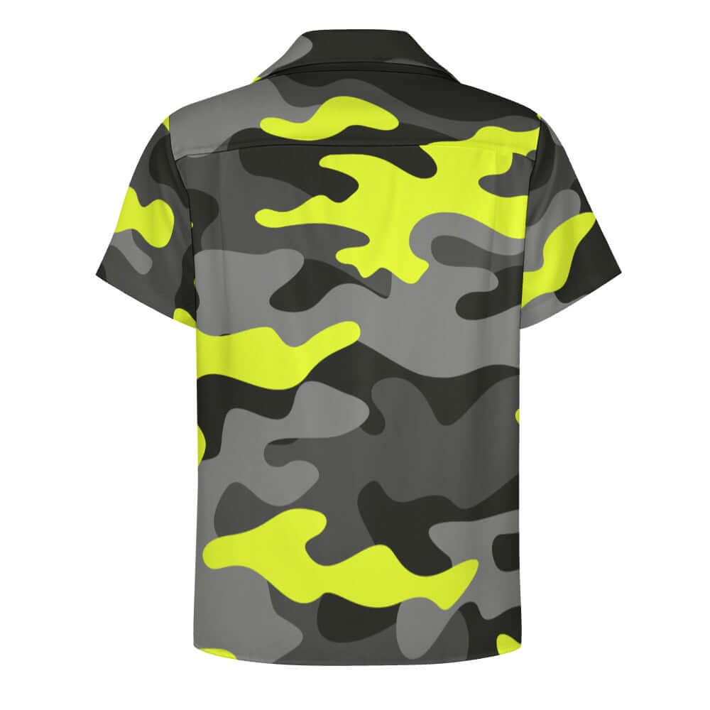 Olive Black & Yellow Camouflage Cuban Collar Shirt