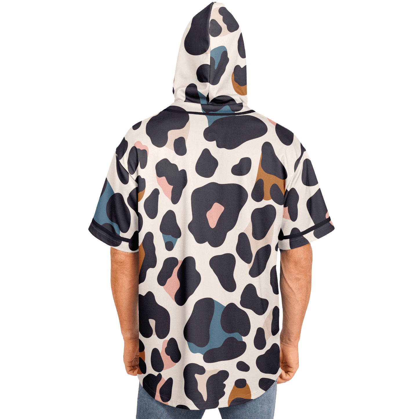 Hooded Baseball Jersey | Pastel Leopard