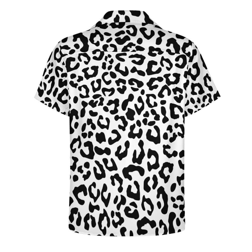 Black & White Leopard Cuban Collar Shirt