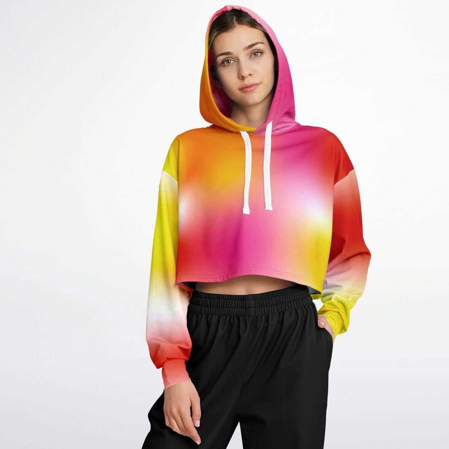 Orange Yellow Gradient Cropped Hoodie