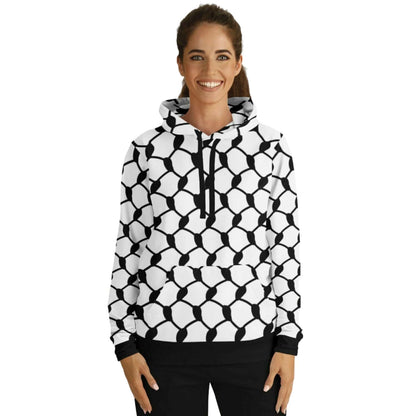 Keffiyeh Hoodie | Unisex | Black & White Large Knots