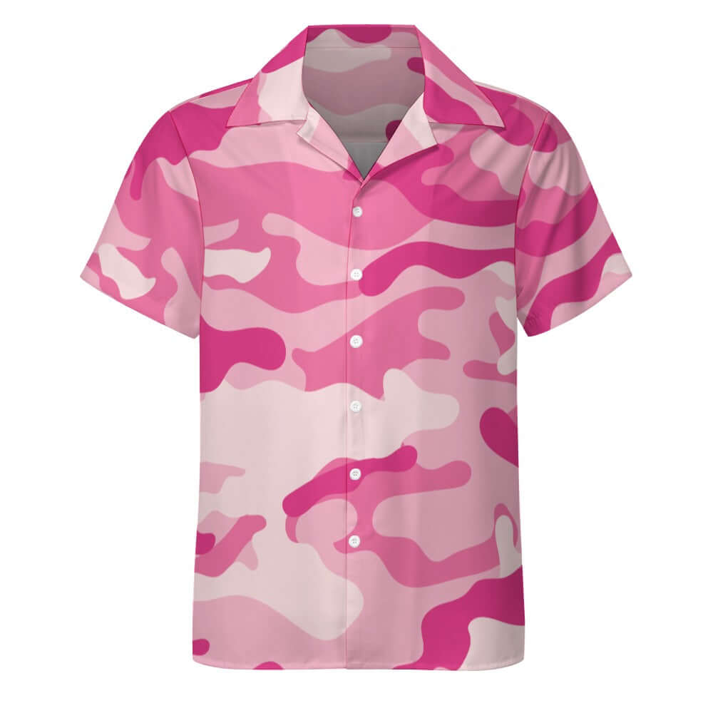 Lavender Pink Camouflage Cuban Collar Shirt