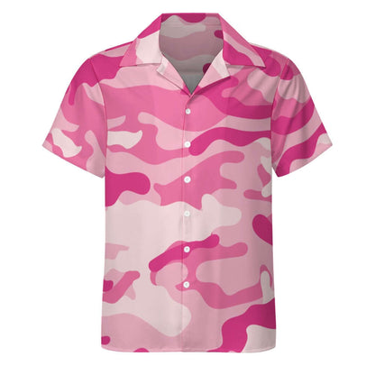 Lavender Pink Camouflage Cuban Collar Shirt