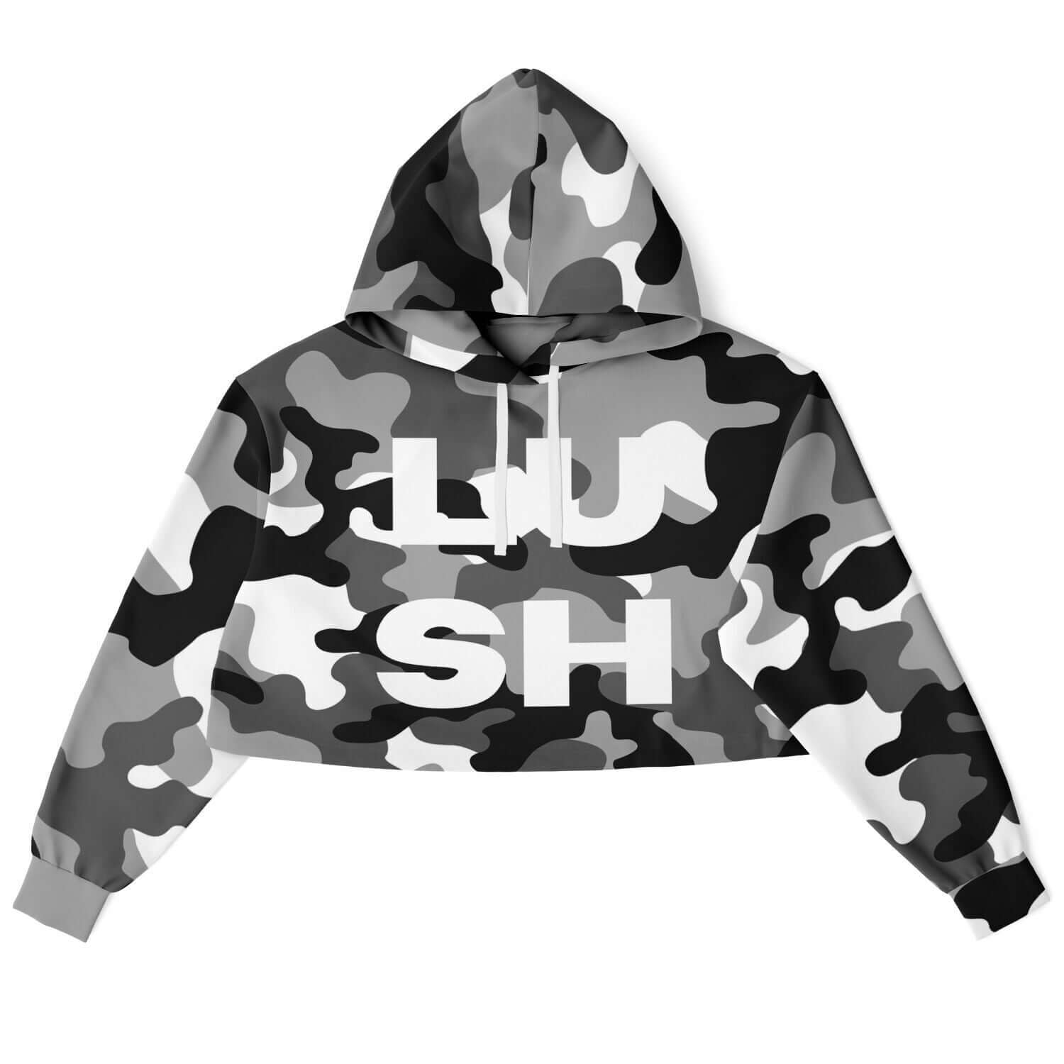 Black & White Camo Cropped Hoodie | LUSH