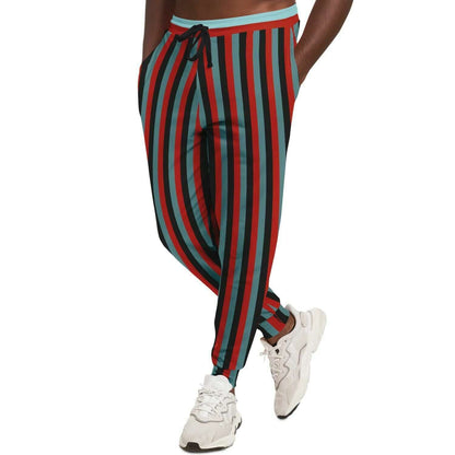 Red & Black Stripes Track Pants For Men | HD Print