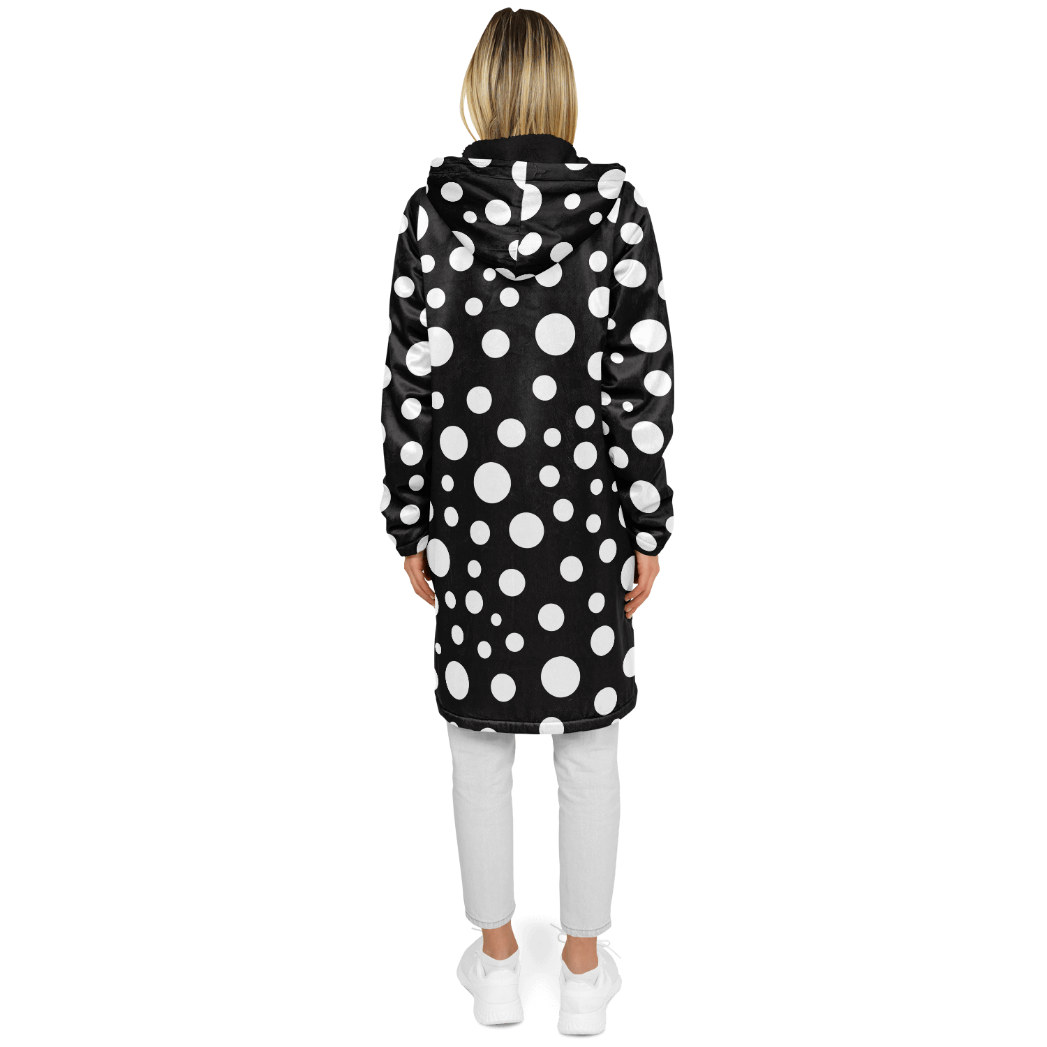 Black & White Polka Dots Cloak With a Zipper