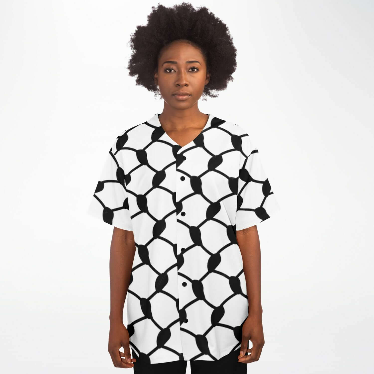 Keffiyeh Baseball Jersey | Black & White | No stripes