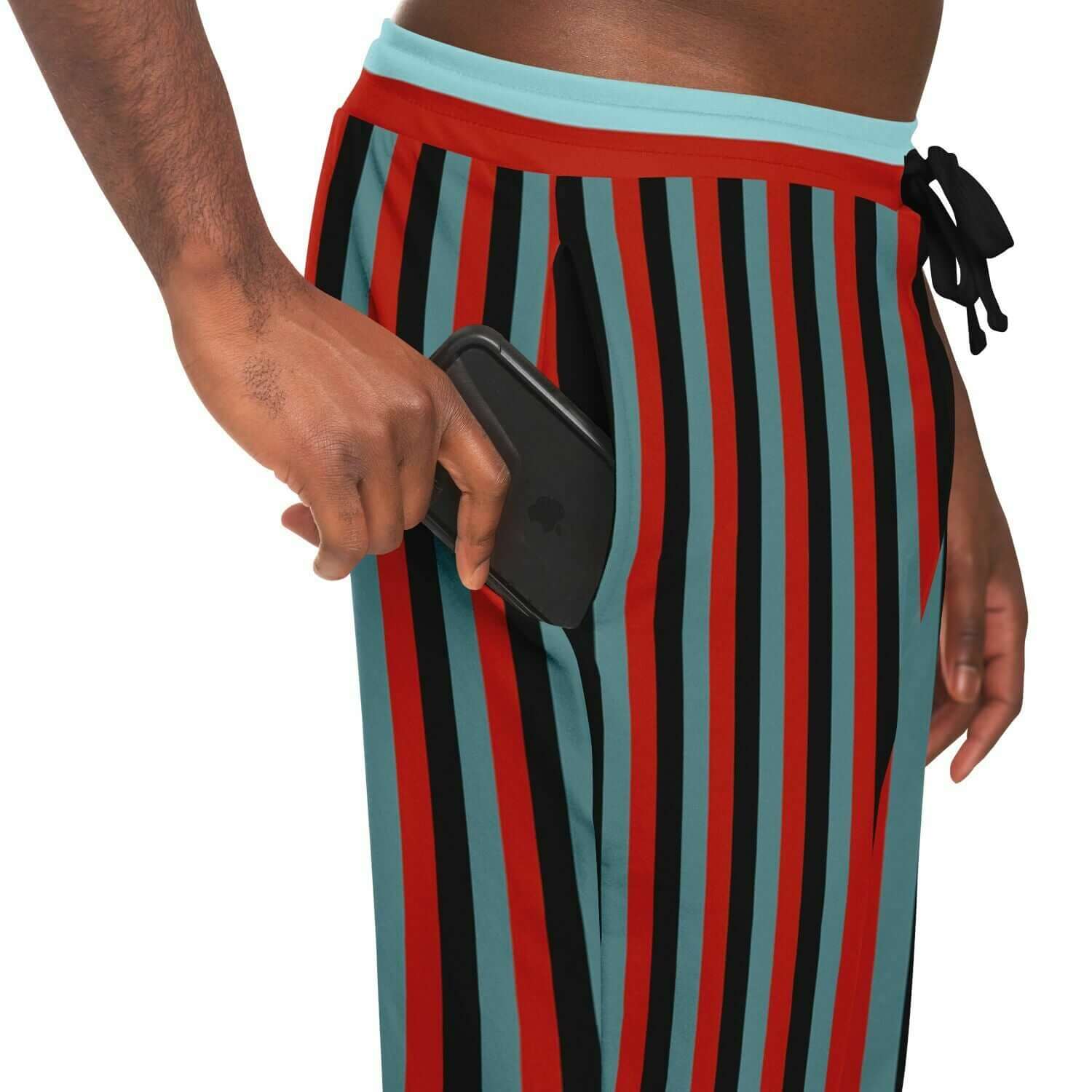 Red & Black Stripes Track Pants For Men | HD Print