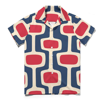 Red & Blue Atomic | Cuban Collar Shirt