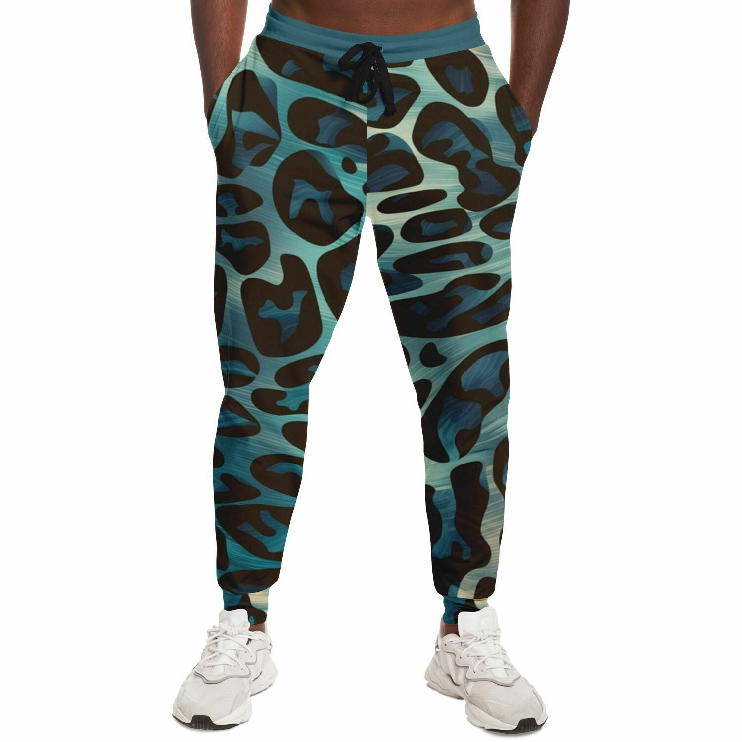 Black & Blue Leopard Track Pants For Men | HD Print