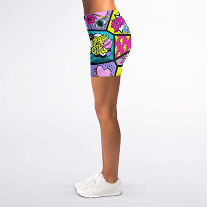 Short Leggings | Pink Blue Yellow Pop Art