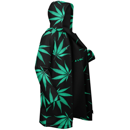 Ganja Cloak | Green Cannabis Leaves on a Black Background