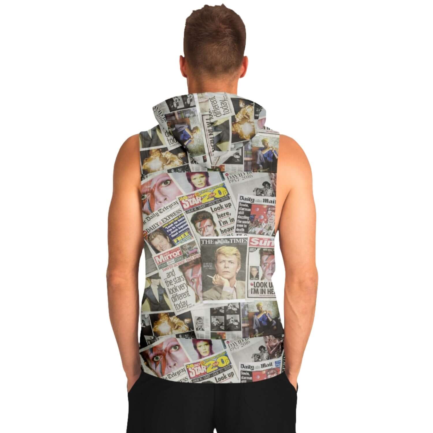 Sleeveless Hoodie For Men | David Bowie Artwork