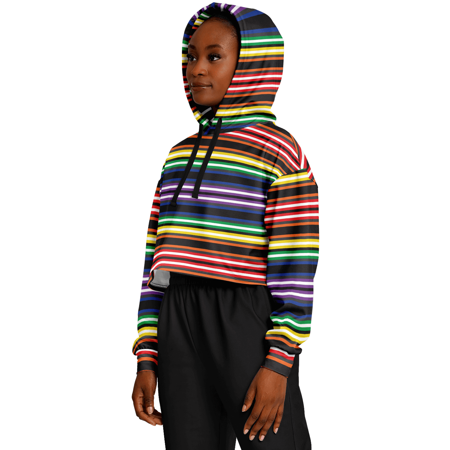 Cropped Hoodie | Rainbow Horizontal Stripes