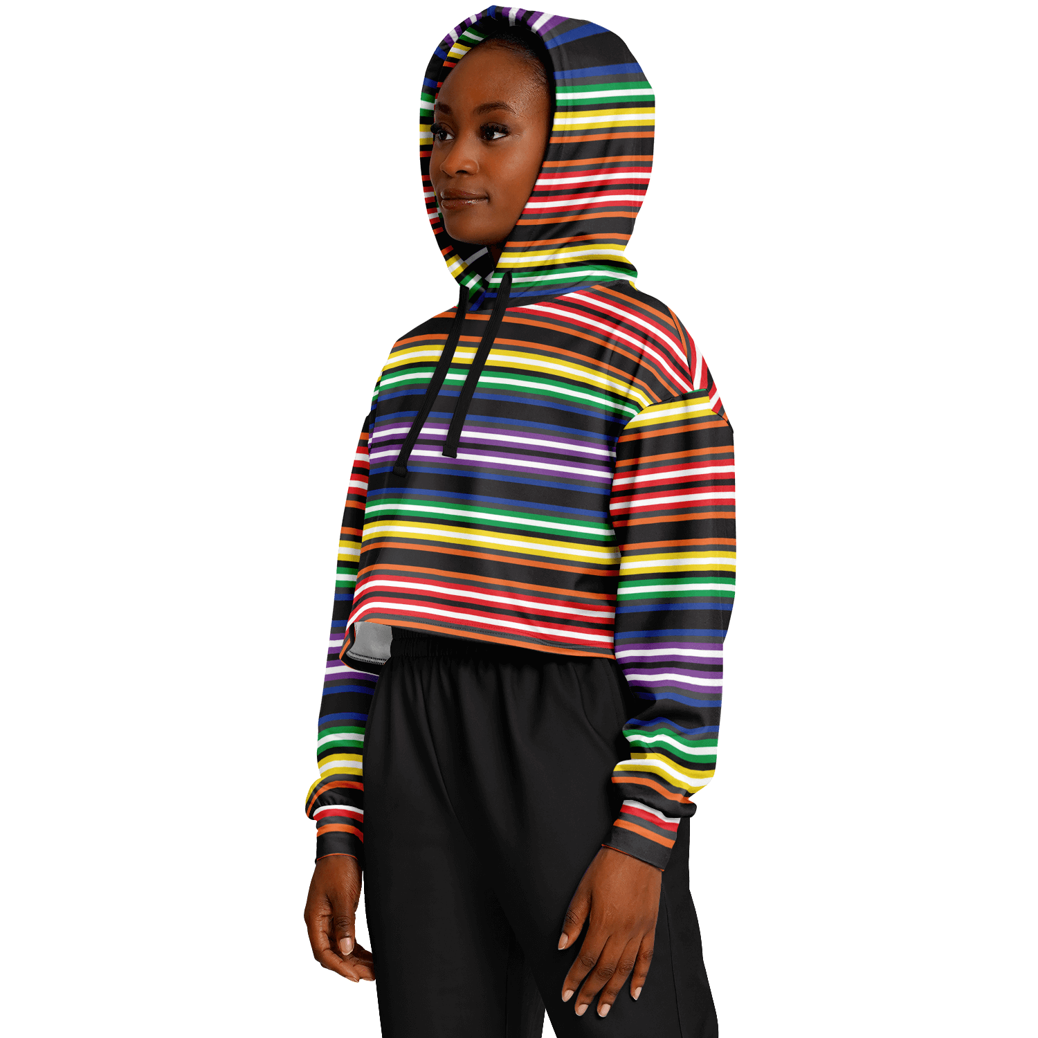 Cropped Hoodie | Rainbow Horizontal Stripes