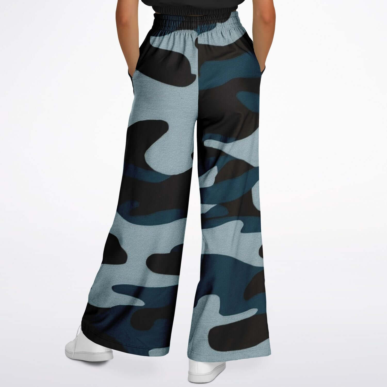 Women's Wide Leg Pants | Commando Blue HD Print