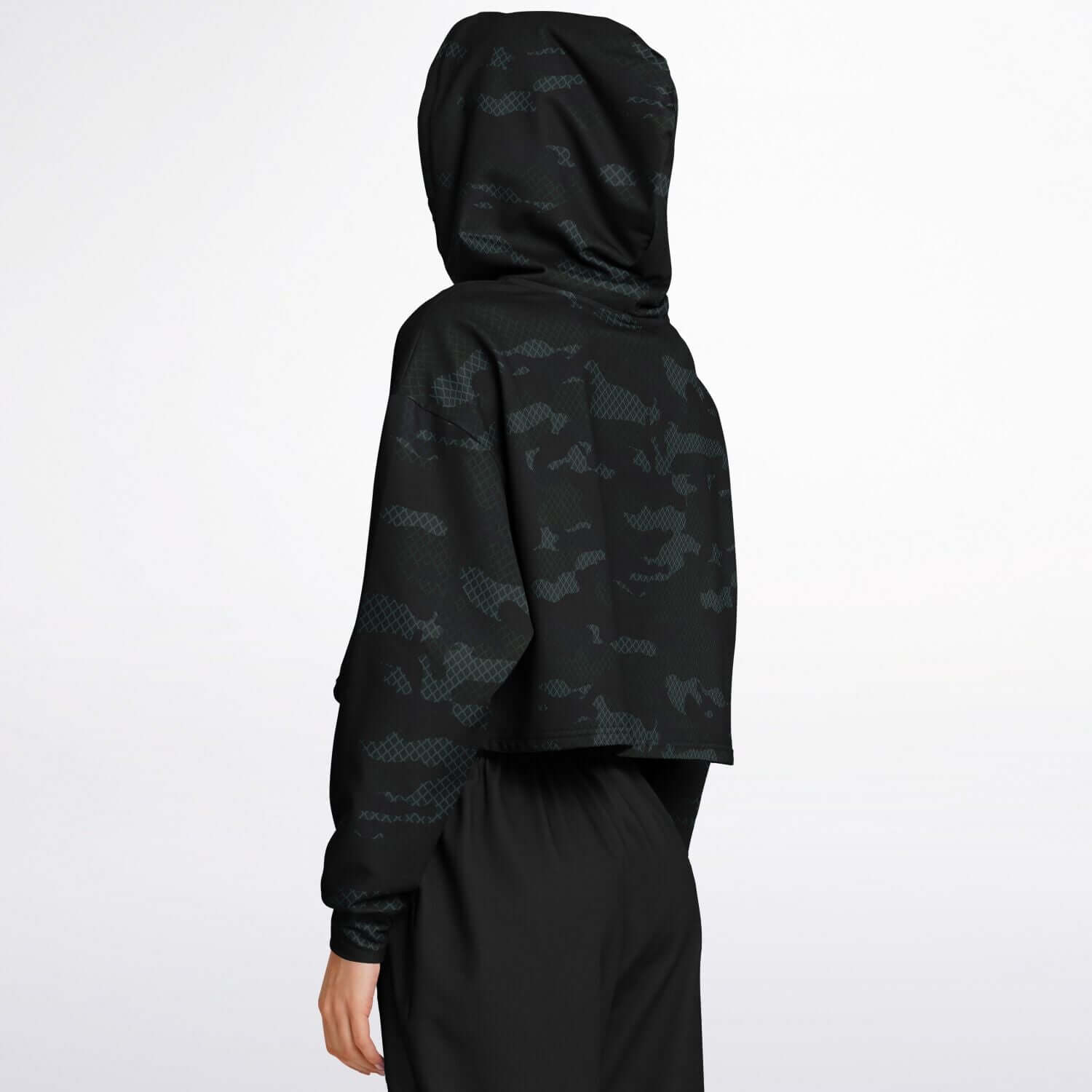 Dark Green Camo Cropped Hoodie