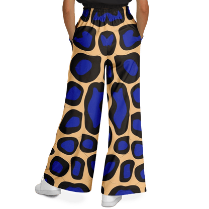 Women's Wide Leg Pants | Leopard Black & Blue