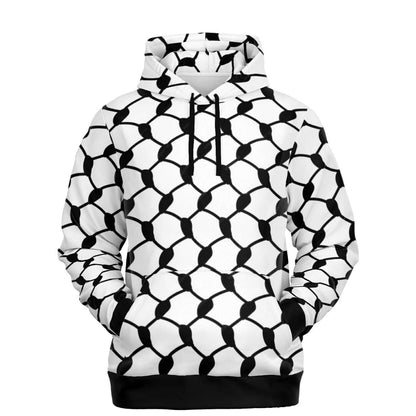 Keffiyeh Hoodie | Unisex | Black & White Large Knots