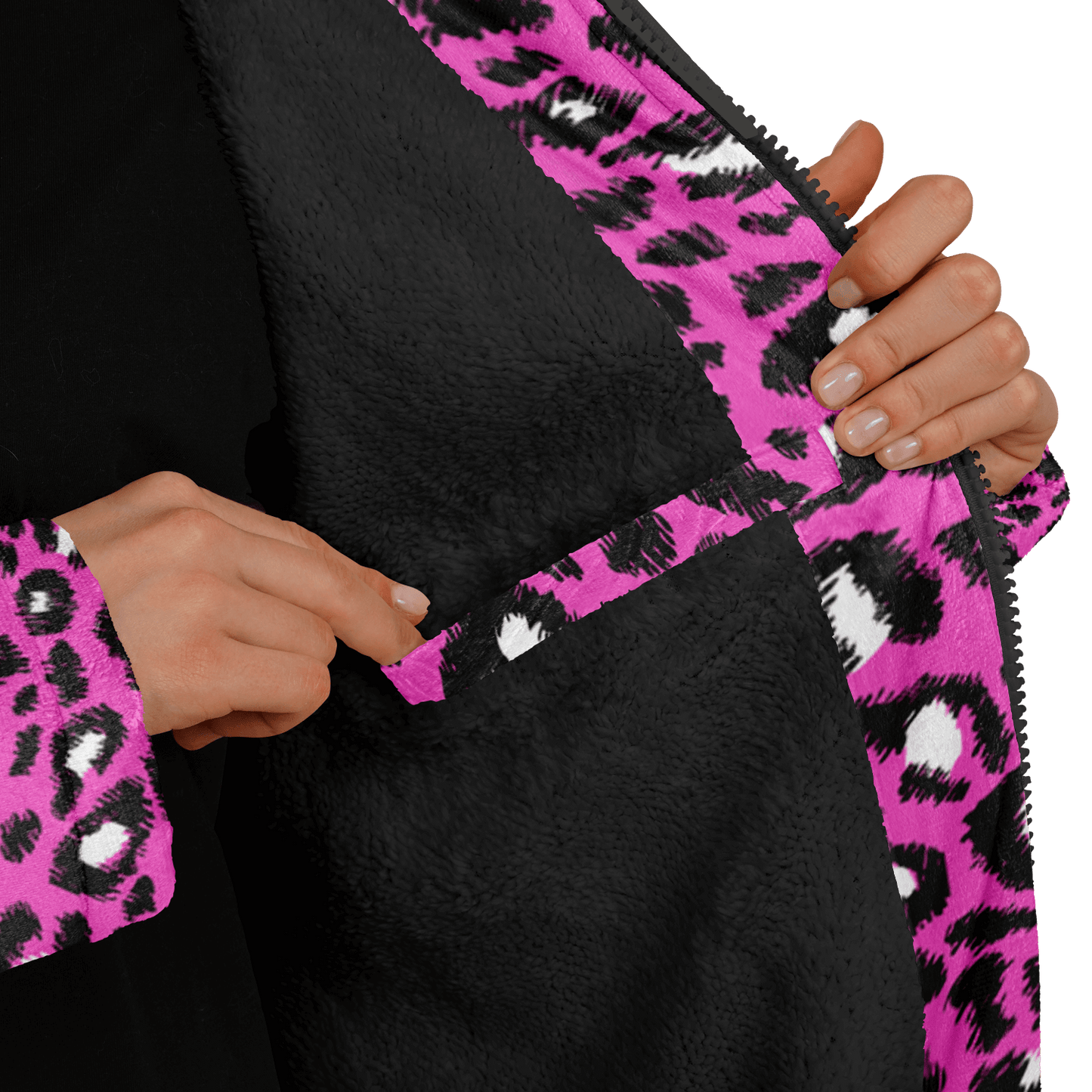 Pink Leopard Cloak With a Zipper