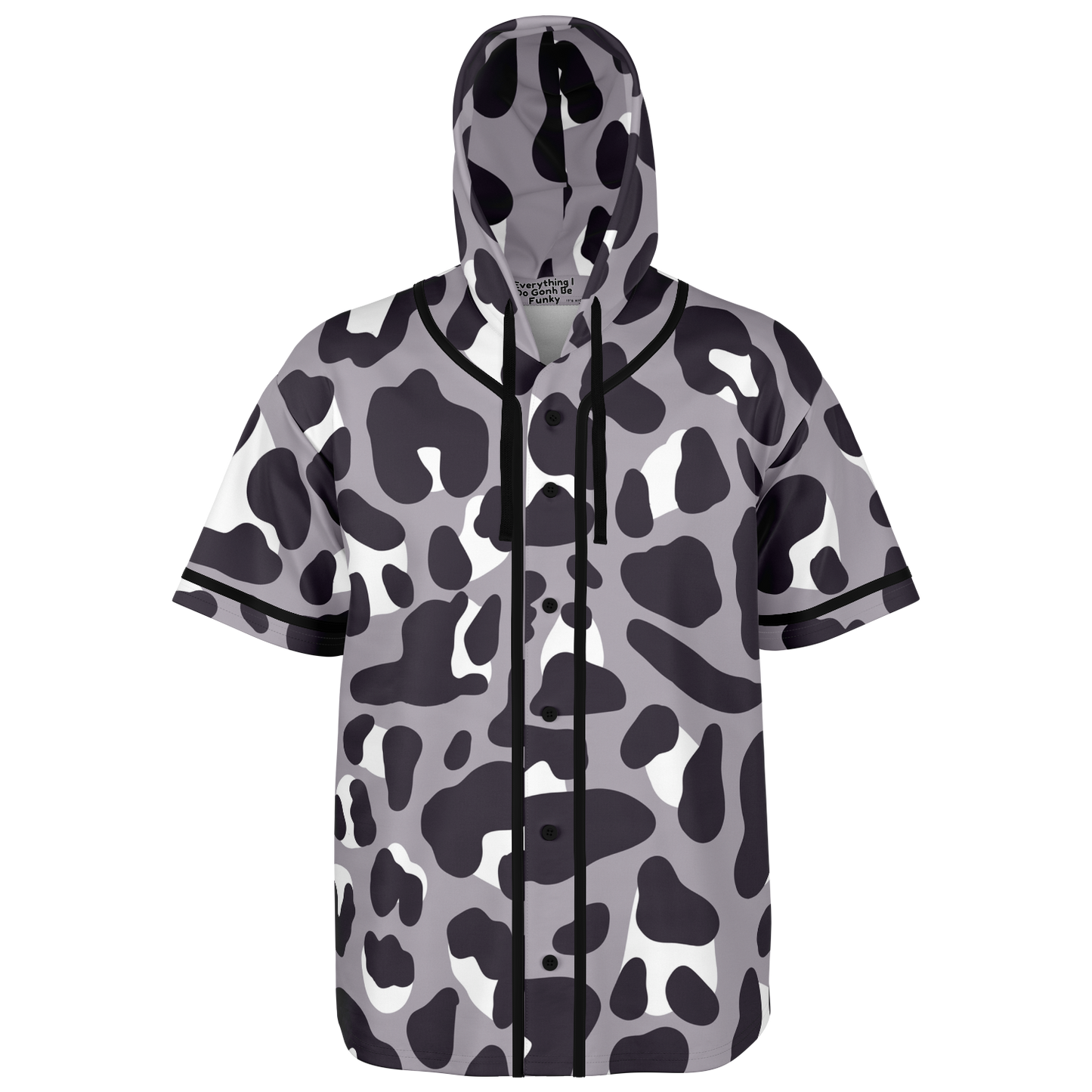 Hooded Baseball Jersey | Monochrome Leopard