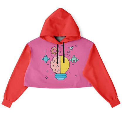 Red & Pink Brain Bulb Cropped Hoodie