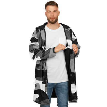 Gray Black & White Camo Cloak With a Zipper