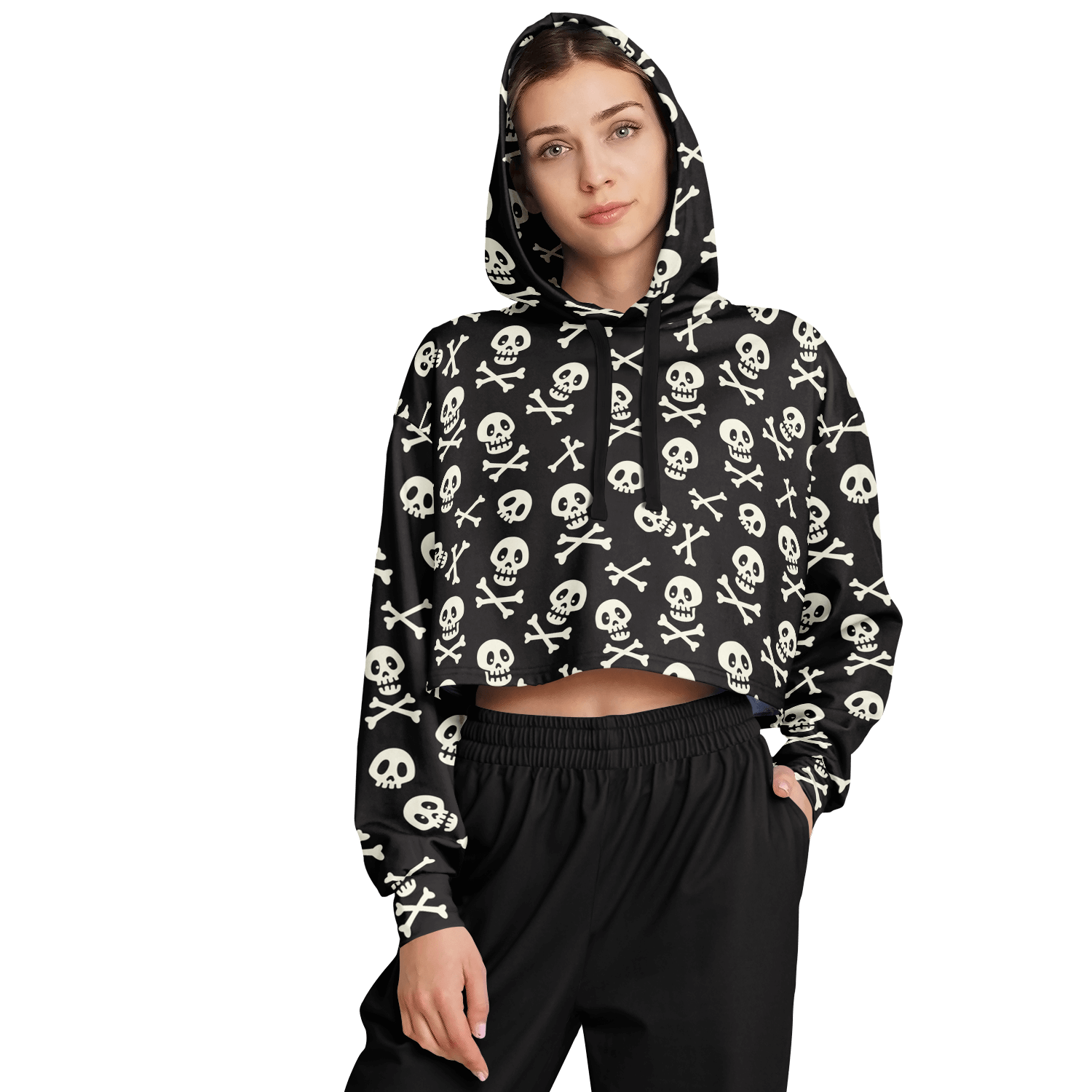 Skulls & Bones Croptop Hoodie For Women