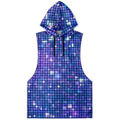 Glittering Blue & Violet Sleeveless Hoodie For Men