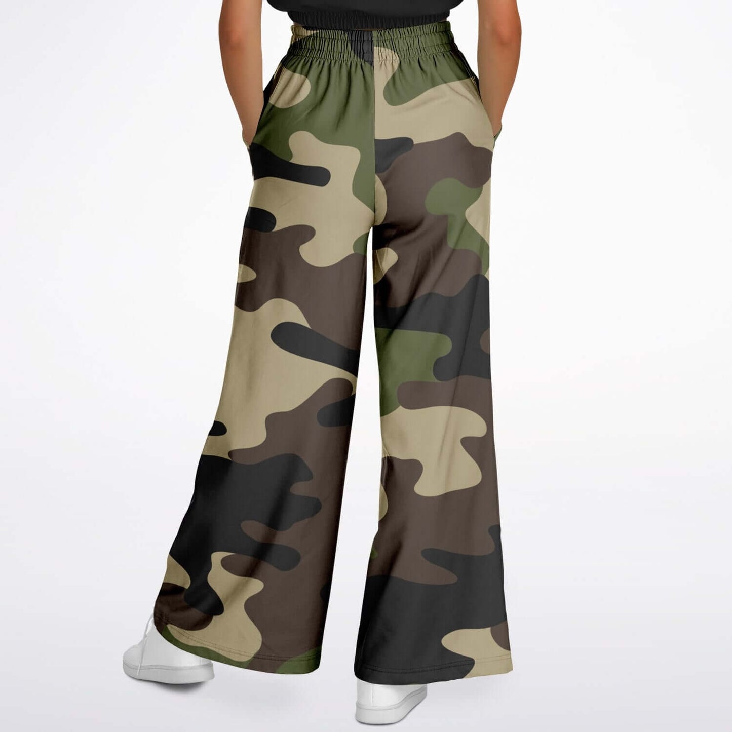 Camo Wide Leg Pants For Women | Olive Green & Brown