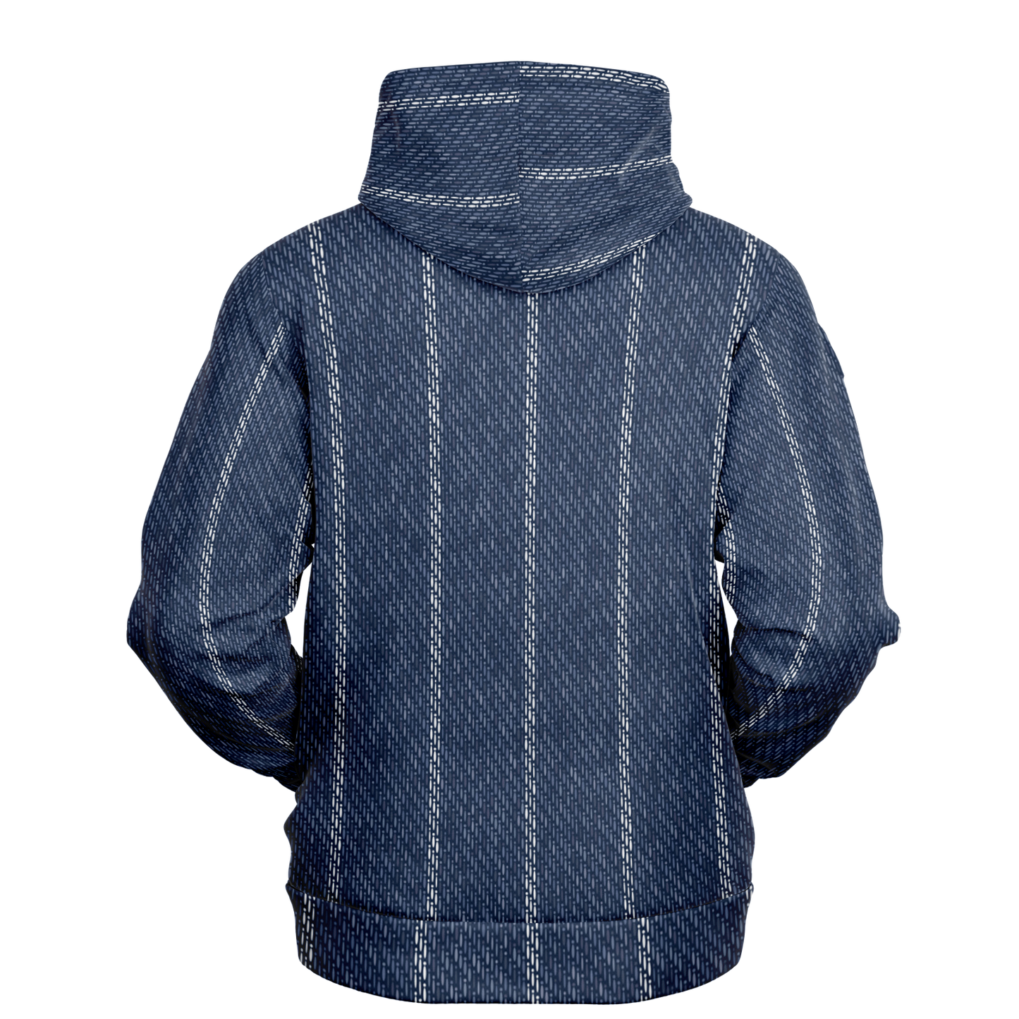 Denim Hoodie | Indigo Blue | Pinstriped Fabric Texture