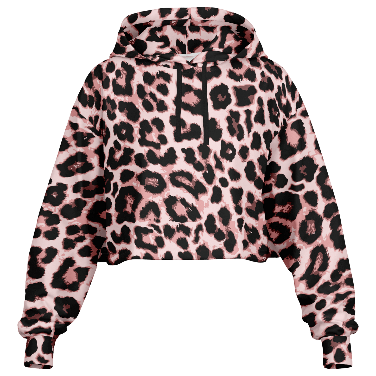 Leopard Cropped Hoodie | Black & Pippin Pattern