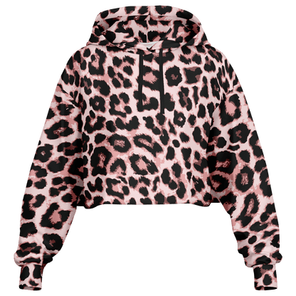 Leopard Cropped Hoodie | Black & Pippin Pattern