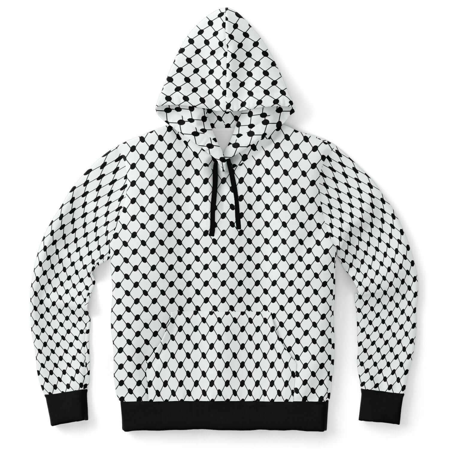 Keffiyeh Hoodie | Unisex | Black & White Small Knots