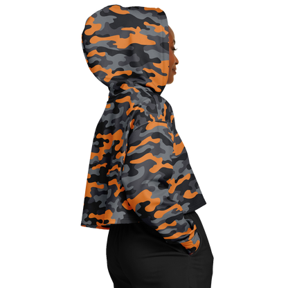 Cropped Hoodie | Military Orange, Gray & Black