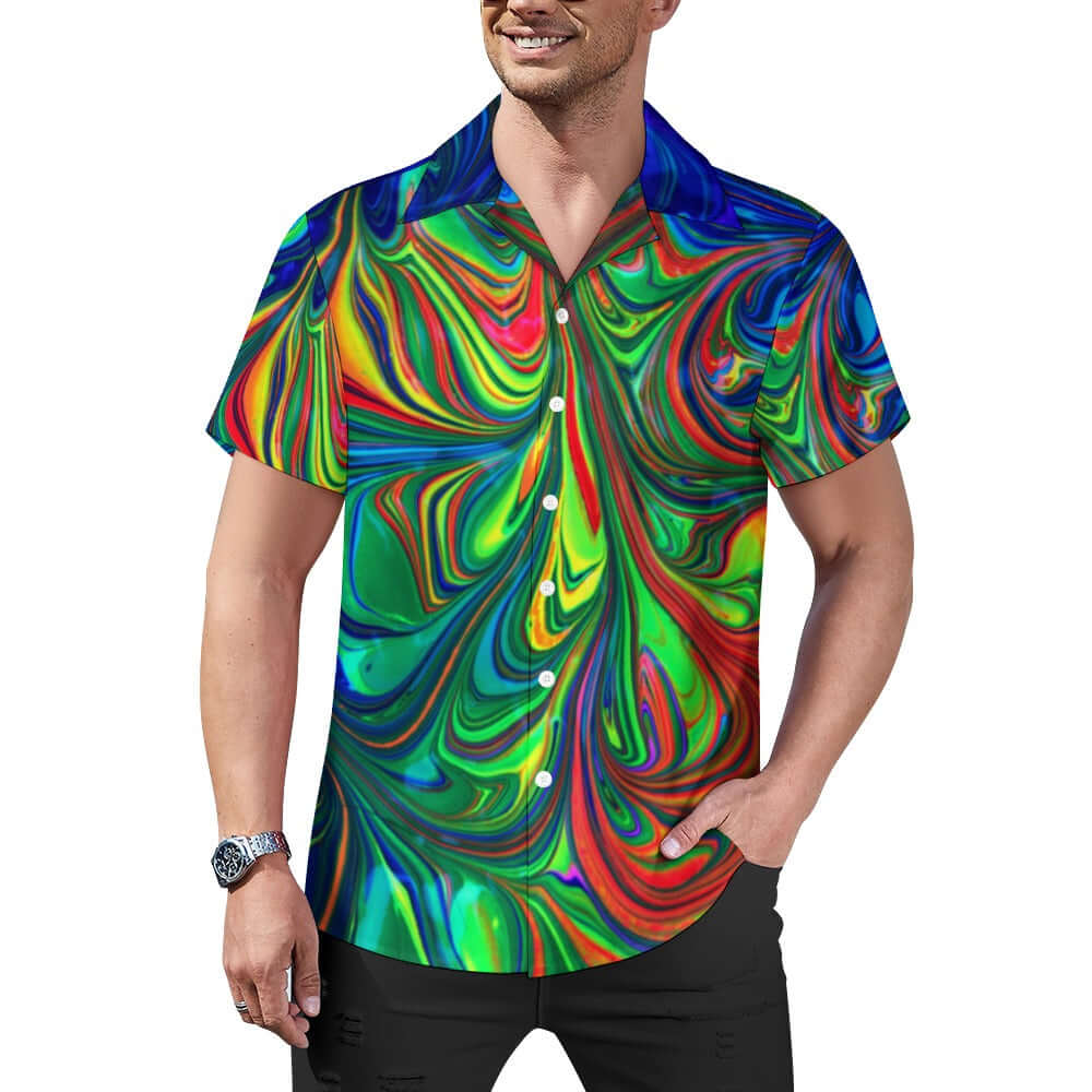 Cuban Collar Shirt | Psychedelic | Shipping Included - Ribooa
