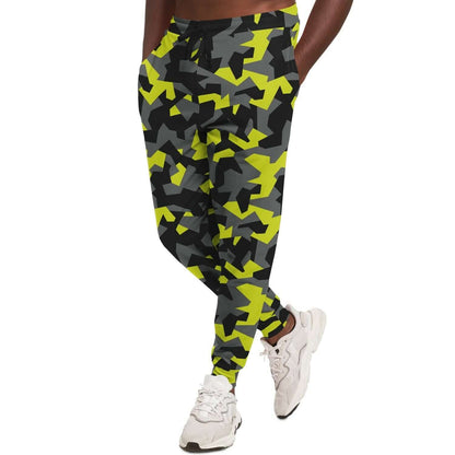 Camo Track Pants | Geometric Black & Yellow