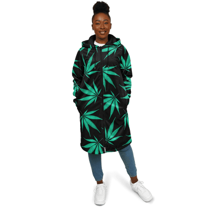 Ganja Cloak | Green Cannabis Leaves on a Black Background