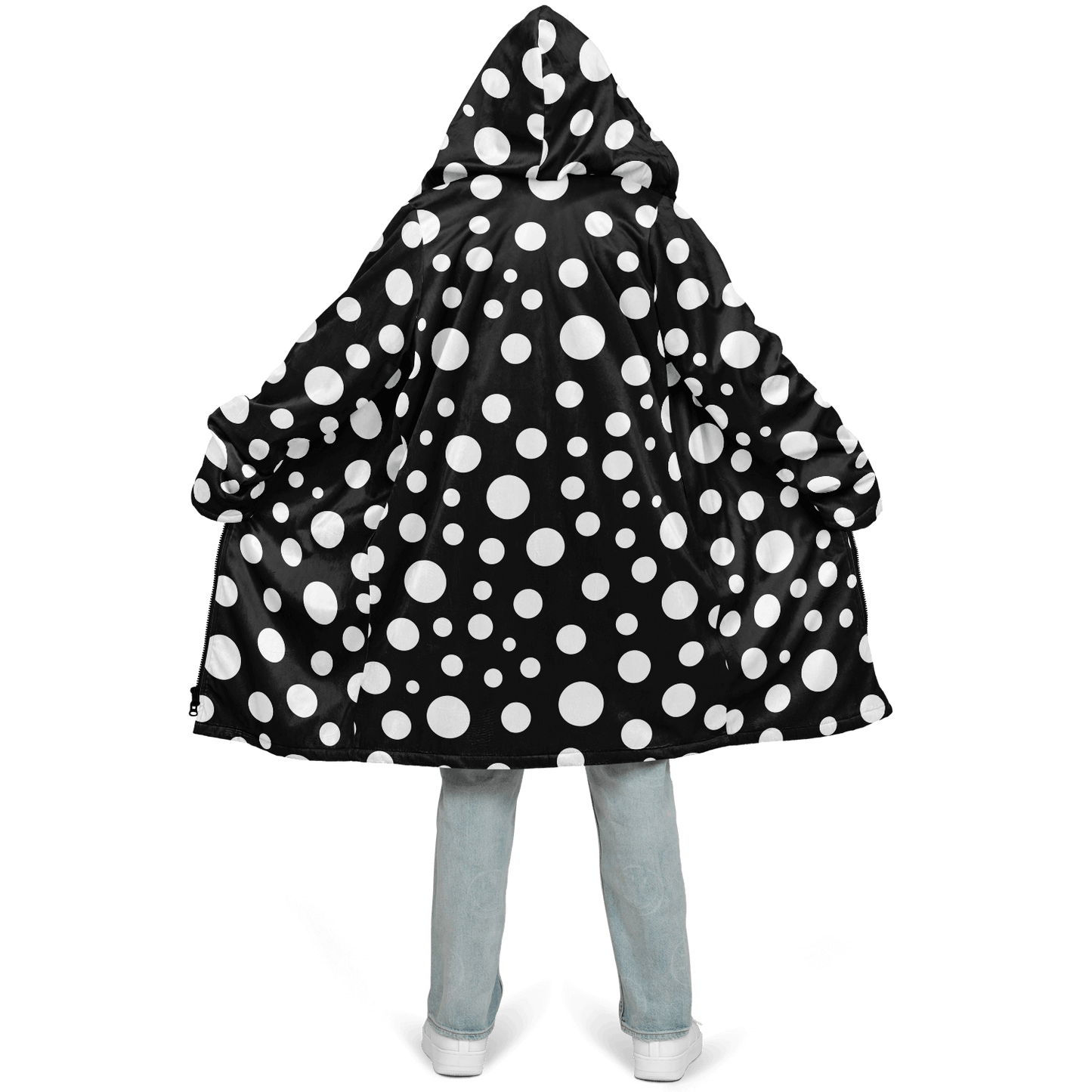 Black & White Polka Dots Cloak With a Zipper